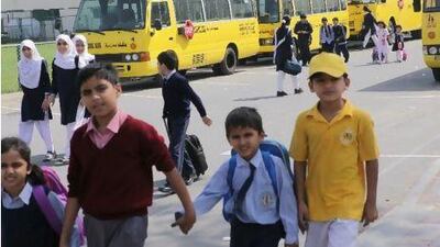 Dubai, UAE - February 15, 2010 - Students walking to buses after school at Pakistan Education Academy. (Nicole Hill / The National)