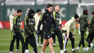Harry Maguire of Manchester United, centre. EPA