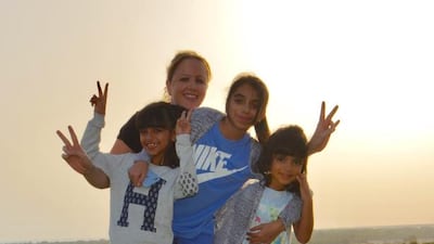 Julie C Mcilvenny and her Emirati charges are portrayed in a still from the documentary Nanny Cultures. Courtesy Anasy Media