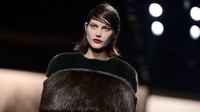 Marni's austere colours and sturdy wools were softened with fur trims. Oliver Morin