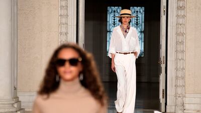 The collection had strong Western accents like cowboy hats and boots. AP