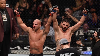 Robbie Lawler defended his UFC belt for a second time against Carlos Condit at UFC 195 event inside MGM Grand Garden Arena on January 2, 2016 in Las Vegas, Nevada. Getty Images