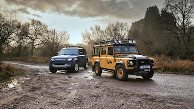 The current Defender sits alongside its classic team mate.