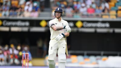 England batsman Ben Stokes leaves the field after his dismissal by Australian bowler Pat Cummins for 5 runs. EPA