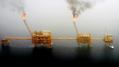 An oil platform at the Soroush oilfields, south of Tehran. Sri Lanka has stopped Iranian imports. Reuters