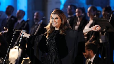 Lebanese singer Majida El Roumi fainted during her performance at the opening of Jerash Festival of Culture and Arts, returning to the stage 10 minutes later to complete her set. Photo: Reuters