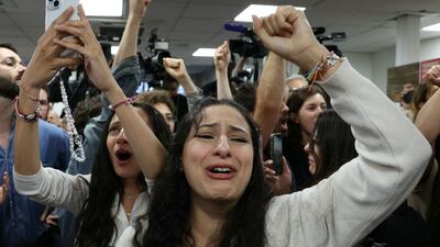 Supporters of The Ecologists-EELV green party celebrate after the second round of France's election during the party's event in Paris. AFP