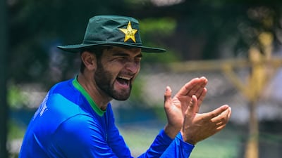 Pakistan pacer Shaheen Afridi during training. AFP