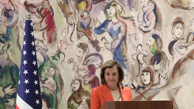 US House of Representatives Speaker Nancy Pelosi at the Knesset on Wednesday. EPA