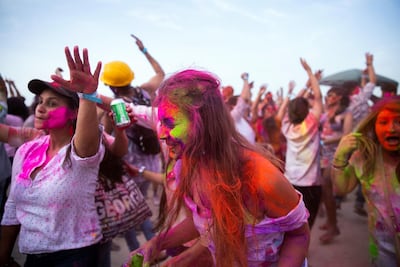 Holi party at Jebel Ali beach. Photo: Reem Mohammed / The National