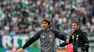 Antonio Conte gestures during the match. Matej Divizna / Getty Images