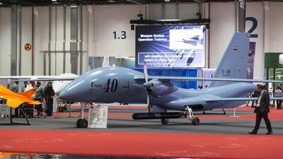 Some of the drones on display at Adcom Systems' stand, an Abu Dhabi company based in Musaffah which has been producing unmanned target-training drones since the 1990s.