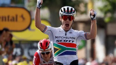 Daryl Impey celebrates after winning Stage 9 of the Tour de France. Reuters