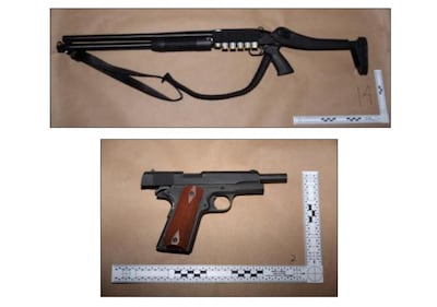 Images of guns confiscated from the suspect were also among the photographs published on Wednesday. AFP