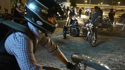 Riders prepare to set off for the start of the Distinguished Gentleman’s Ride 2014 in Dubai.