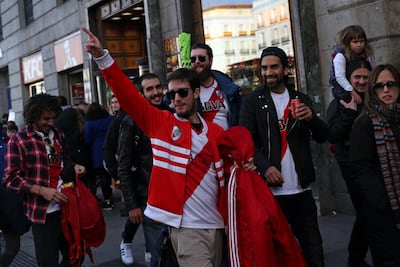 River Plate fans are seen ahead of the Copa Libertadores final in Madrid, Spain, REUTERS/Susana Vera