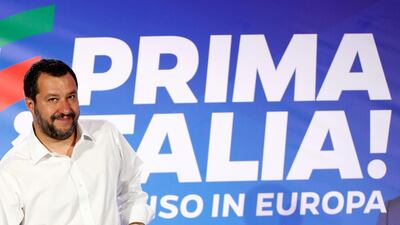 Deputy Prime Minister and League party leader Matteo Salvini arrives to address a news conference at the League party headquarters, following the results of the European Parliament elections, in Milan, Italy. Reuters