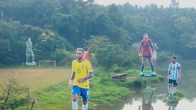 The fantastic four football heroes on display. Photo: Pullavoor football fans