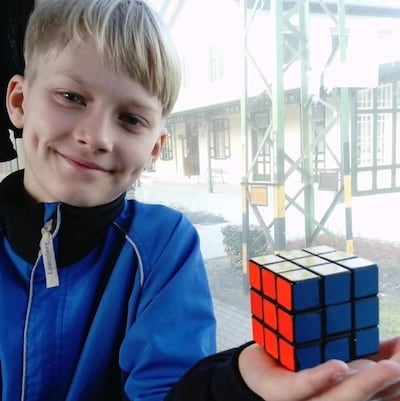 Andrey Maslov, 12, can solve a Rubik's Cube in under 10 seconds. Courtesy Dmitry Maslov.