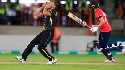 Marcus Stoinis of Australia reacts. Getty