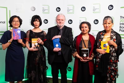 The shortlisted authors for the International Booker Prize, from left, Bora Chung, Mieko Kawakami, Jon Fosse, Geetanjali Shree and Claudia Pineiro. PA Images