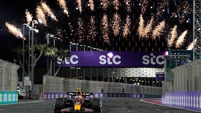 Sergio Perez on his lap of honour. AP