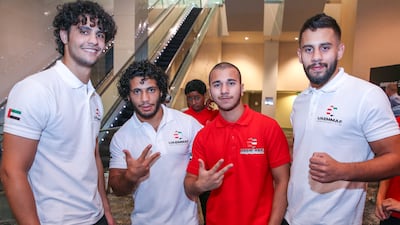 UAE team members at the official weigh in for the IMMAF Youth World Championships. All images Victor Besa / The National