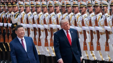 US President Donald Trump visits Chinese President Xi Jinping in Beijing. Reuters.