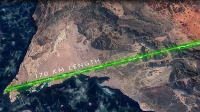 The Line is a 170km belt of hyper-connected future communities, without cars and roads, in Saudi's Arabia's new city of Neom. Photo: Neom