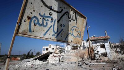 Damaged homes in the village of al-Nayrab, about 14 kilometres southeast of the city of Idlib in northwestern Syria, after Turkish-backed rebels seized the village from regime forces. AFP