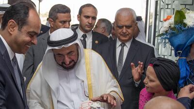 Sheikh Sultan bin Mohammed Al Qasimi, Ruler of Sharjah, visits the National Institute of Oncology in Cairo on Monday. Wam