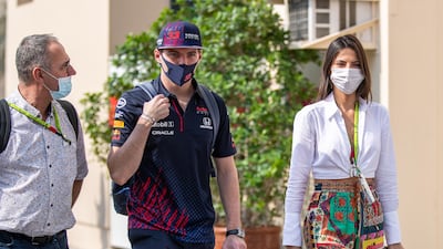 Max Verstappen arrives with girlfriend Brazilian model Kelly Piquet at the Yas Marina Circuit. Victor Besa / The National