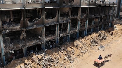 A gutted UN school in the Jabalia refugee camp, in northern Gaza, after fighting between the Israel military and Hamas in May. AFP
