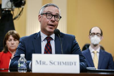 Al Schmidt, former Philadelphia city commissioner, testifies during a hearing by the select committee investigating the January 6 attack on the US Capitol. Getty / AFP