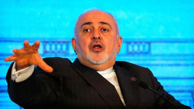 Iranian Foreign Minister Javad Zarif speaks at a global conference in New Delhi, India. AP
