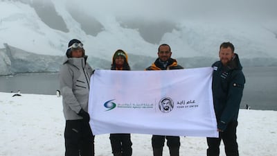 Members of the UAE team who travelled to Antarctica on board the 'Ocean Endeavour' as part of the Climate Force International Antarctic Expedition. Wam