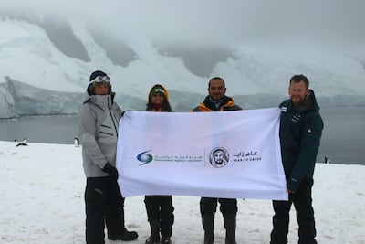 Team Zayed mark the UAE's Year of Zayed as part of the ClimateForce International Antarctic Expedition in 2018. Wam