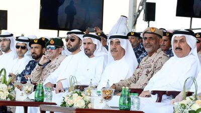 Sheikh Saud and guests watch the performance on Friday