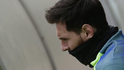 Barcelona forward Lionel Messi in training ahead of Wednesday's Copa del Rey match against Athletic Bilbao. Manu Fernandez / AP Photo