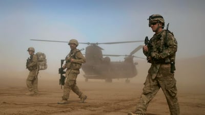 In this 2012 photo, US soldiers patrol west of Kabul, Afghanistan. The US has now ended the nearly 20-year war in Afghanistan as the Taliban recapture much of the country. AP