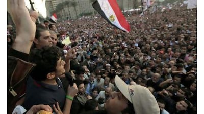 Wael Ghonim addresses protesters in Tahrir Square on Tuesday.