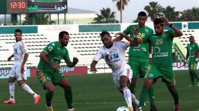 Luiz Fernando Da Silva, centre, finds himself surrounded by three Al Shabab defenders in their 5-1 loss to the hosts on Monday afternoon.