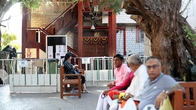 The courtyard outside the Krishna temple during Diwali in Bur Dubai on Saturday, October 26, 2019. Chris Whiteoak / The National