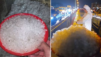 Ras Al Khaimah saw hail and rain overnight amid the country’s winter weather system. Photo: Storm Centre