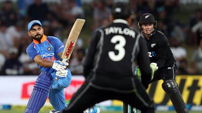 India captain Virat Kohli signed off with a half-century against New Zealand in the third ODI on Monday. Michael Bradley / AFP