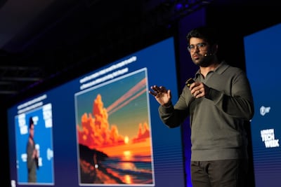Aravind Srinivas, chief executive officer of Perplexity AI In, speaks at London Tech Week. Bloomberg