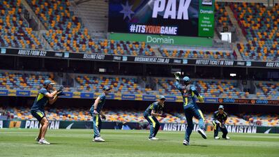 Australia players training at the Gabba. AFP