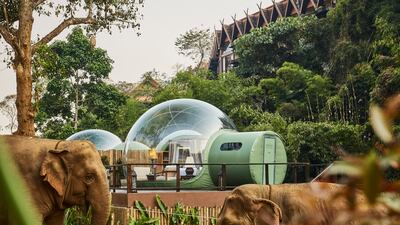 Anantara has set up four transparent, interconnected spherical structures, crafted from a high-tech polyester