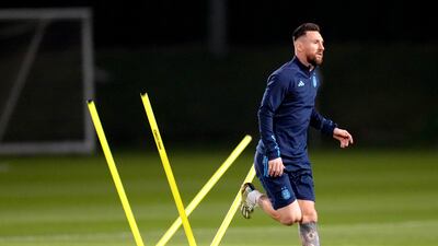 Argentina's Lionel Messi during training. PA