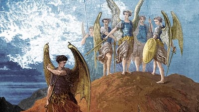 Satan vanquished by Gabriel, an illustration by Gustave Doré for Milton's Paradise Lost. Culture Club / Getty Images